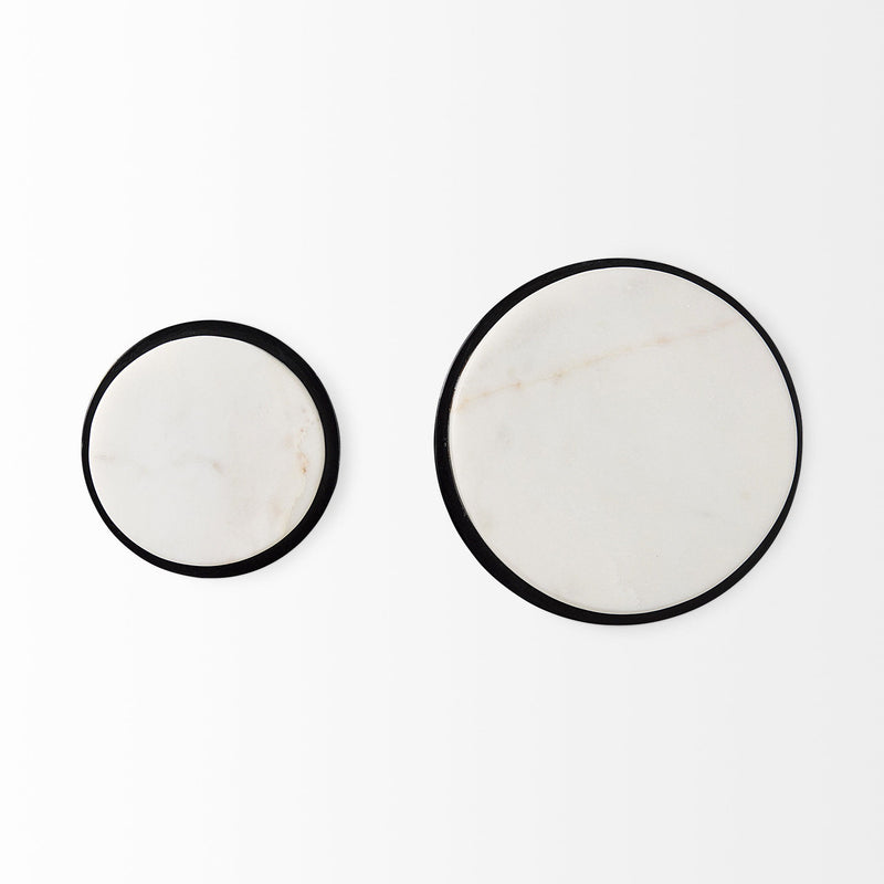 Marble Sphere Decorative Wall Sculpture (Set of 2) - White