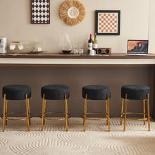 Load image into Gallery viewer, Round Bar Stools (Set of 2), Contemporary Upholstered Dining Stools For Kitchens, Coffee Shops And Bar Stores - Gold Legs
