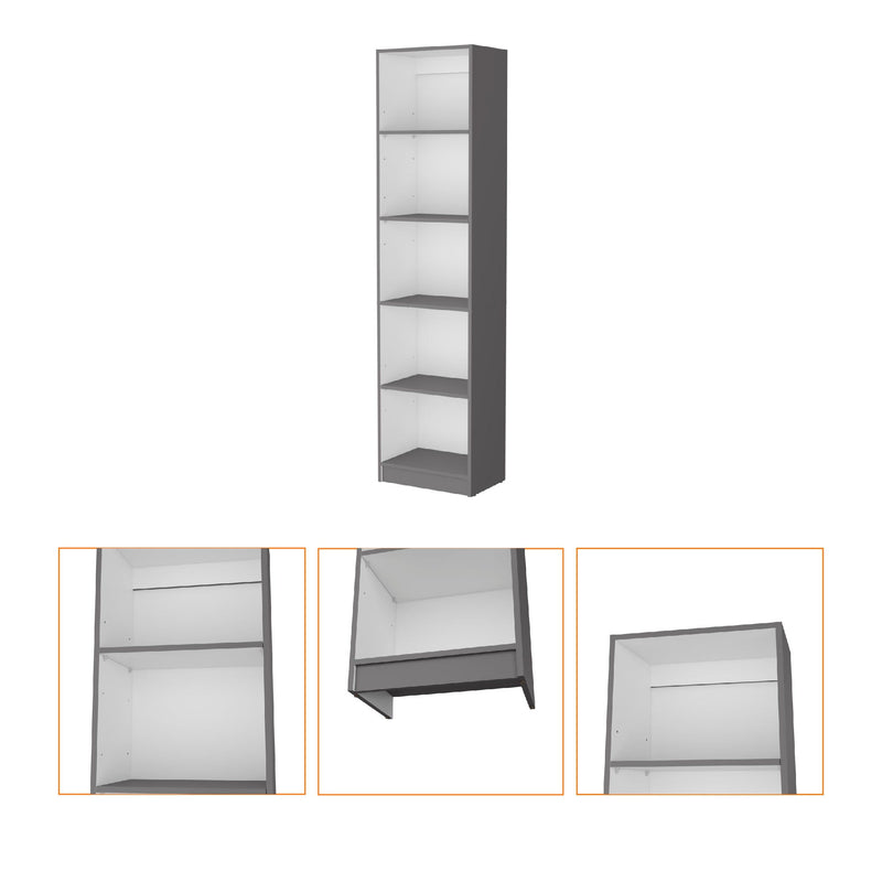 Five Tier Bookcase (546196) - Gray / White