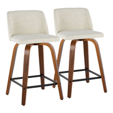 Load image into Gallery viewer, Toriano - Contemporary Fixed Height Counter Stool Swivel With Square Footrest (Set of 2)
