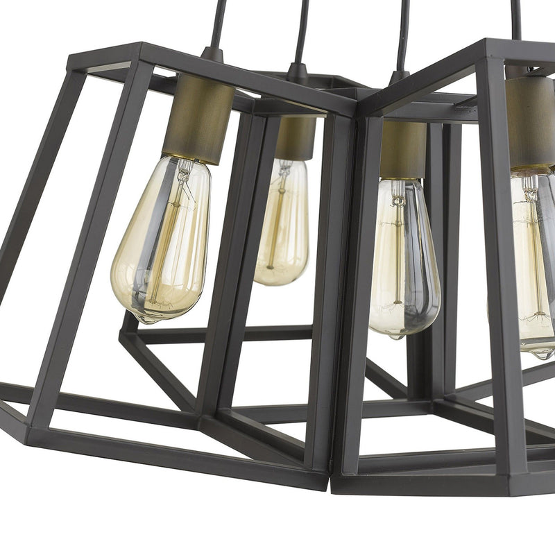 Lantern Five Light Metal Dimmable Chandelier - Bronze