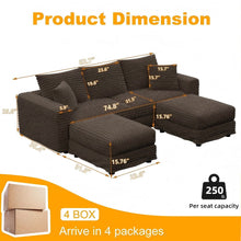 Load image into Gallery viewer, Deep Seat Convertible Sofa With Soft Pillows And Ottomans
