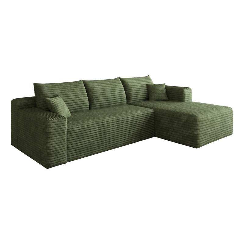 Corduroy Modular L Shaped Sofa And Chaise Sectional (762666) - Green