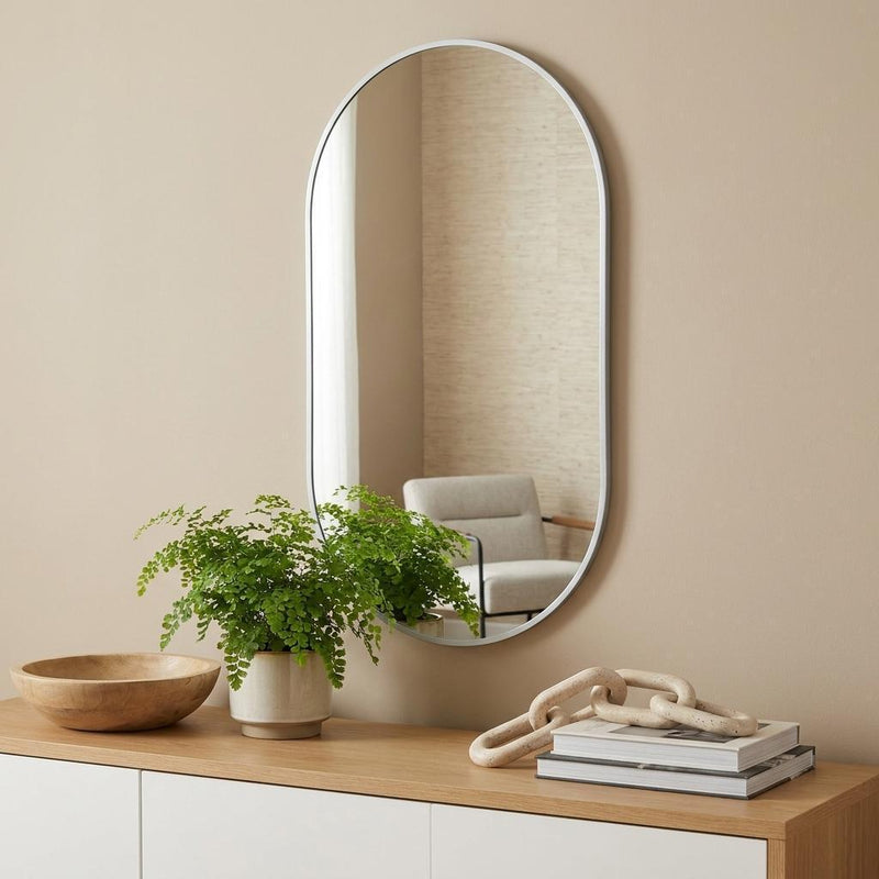 Aluminum Oval Framed Accent Mirror (756091) - Silver