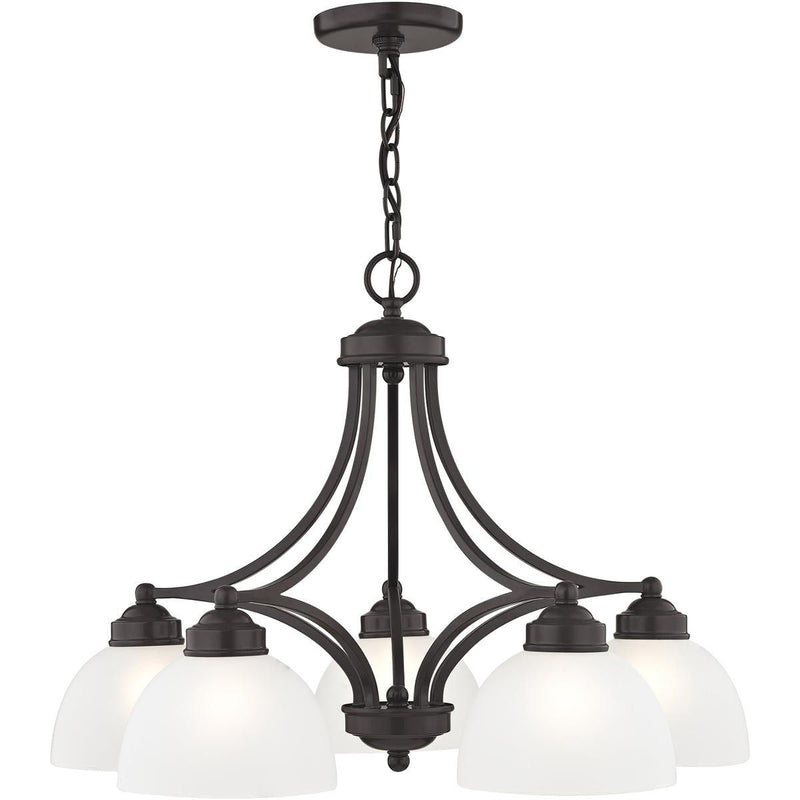 18" Five-Light Dimmable Chandelier With Shades - Bronze
