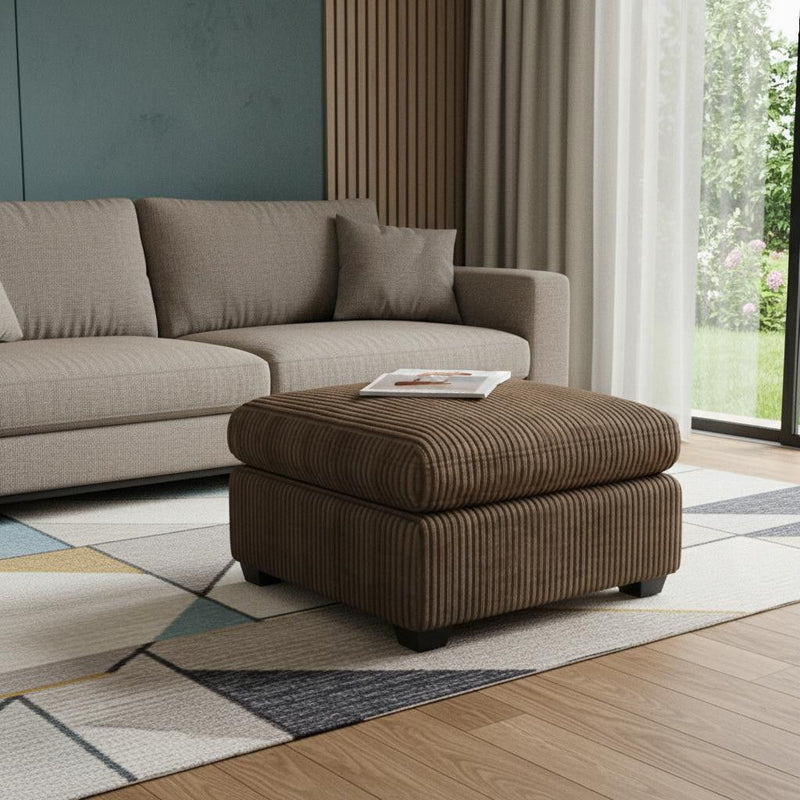 Corduroy Footstool - Brown / Black