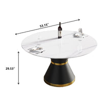 Load image into Gallery viewer, Modern Artificial Stone Round Carbon Steel Base Dining Table, Can Accommodate 6 People
