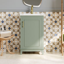 Load image into Gallery viewer, Modern Small Bathroom Vanity Cabinet With Ceramic Basin, Ample Storage, 1 Soft Close Door

