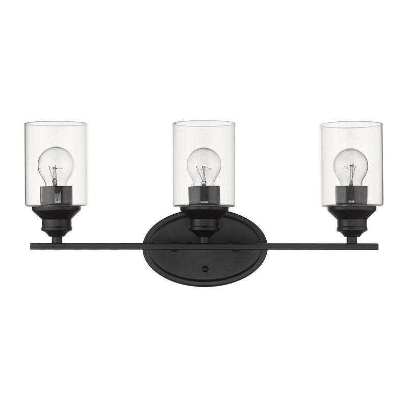 Three Light Wall Light With Clear Glass Shade - Matte Black