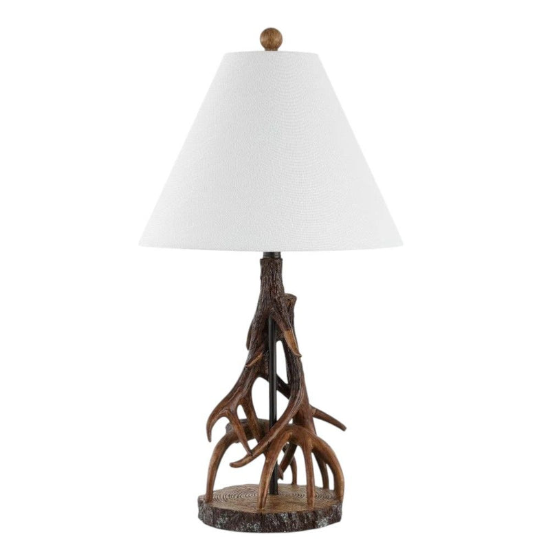 Antlers Table Lamp With Empire Shade - Brown
