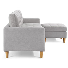 Load image into Gallery viewer, Polyester Blend Sofa With Ottoman With Natural Legs - Light Gray
