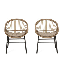 Load image into Gallery viewer, Outdoor Accent Chair With Curved Back And Basket Frame, (Set of 2) - Light Brown / Beige
