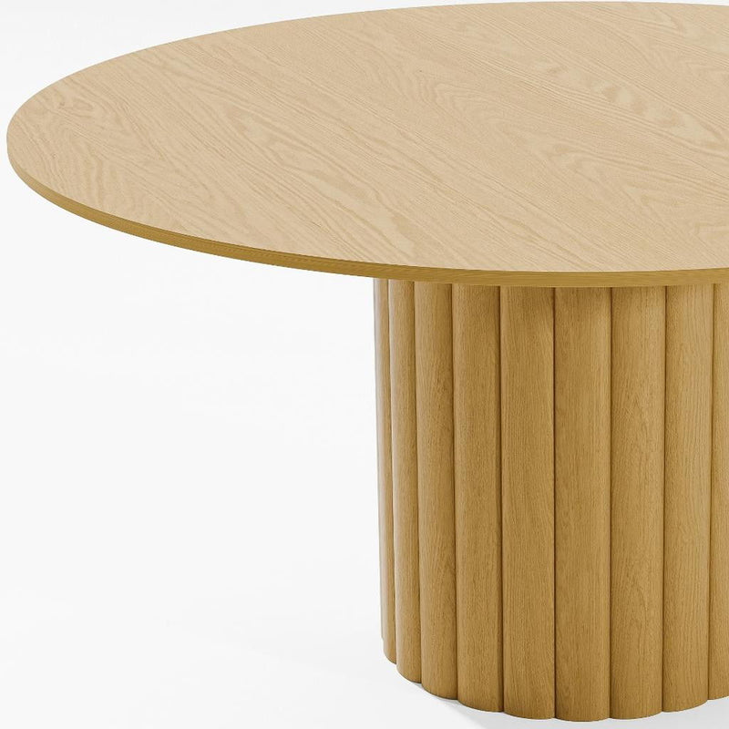 60'' Wood Pedestal Base Round Top Dining Table - Light Brown