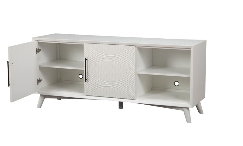 Mahogany Solids & Veneer Open Shelving TV Stand - White