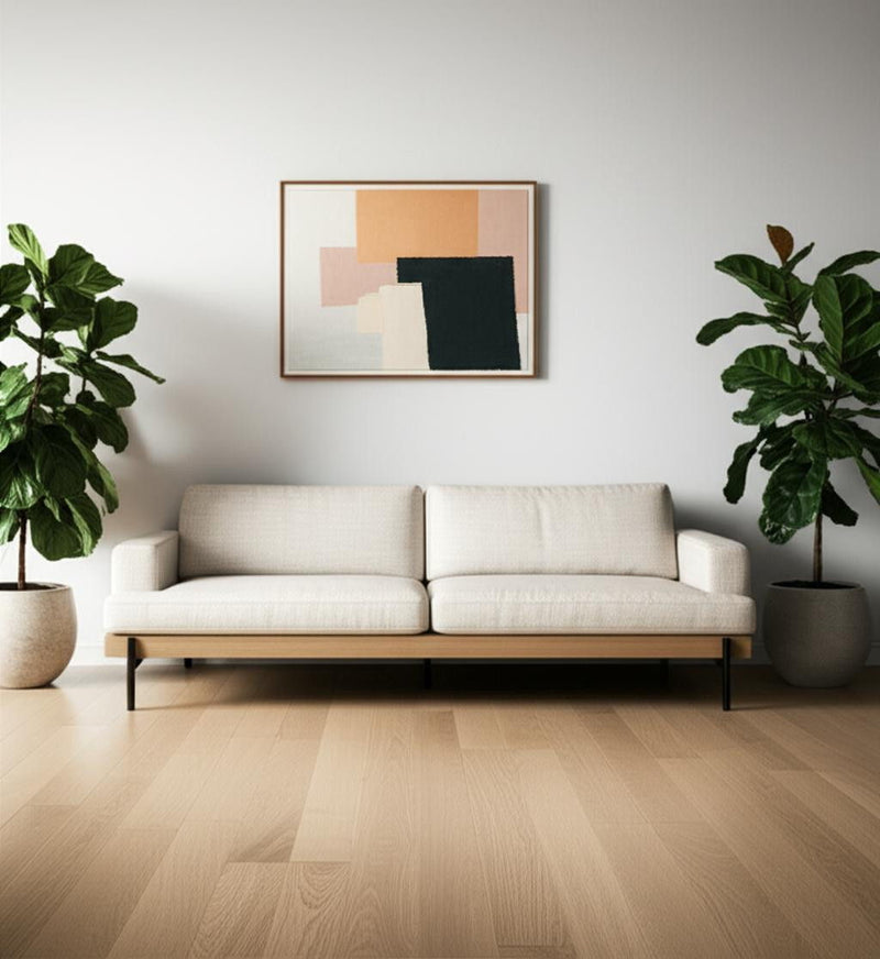 Fabric Sofa With Black Legs - Beige