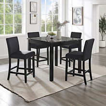Load image into Gallery viewer, 5 Piece Counter Height Dining Set With Table, Tufted Nail Head Chairs - Black
