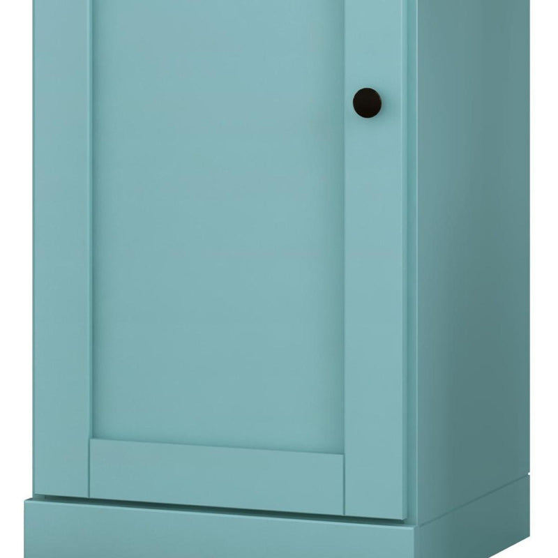Solid Wood Adjustable Three Tier Library Bookcase With One Door (751324) - Aqua