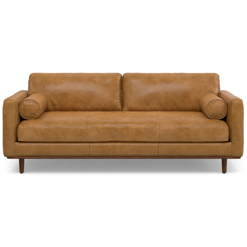 89" Sienna Leather Sofa With Brown Legs - Brown