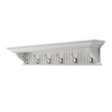 Load image into Gallery viewer, 39" Solid Wood Six Hook Wall Mount Coat Rack - White
