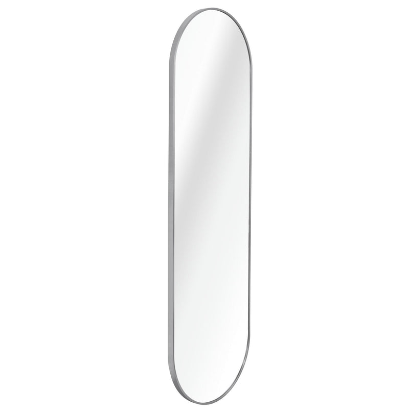 Aluminum Oval Framed Full Length Hanging Mirror - Silver