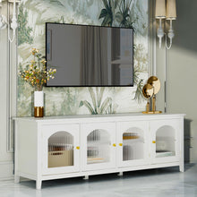 Load image into Gallery viewer, StylishTVcabinet Entertainment CenterTV Stand, TVconsoletable, Media Console, Solidwood Frame, Changhong Glass Door, Metal Handle
