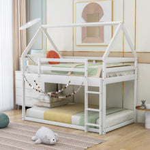 Load image into Gallery viewer, Twin over Twin Low Bunk Bed, House Bed with Ladder , White(OLD SKU:WF197808AAK)
