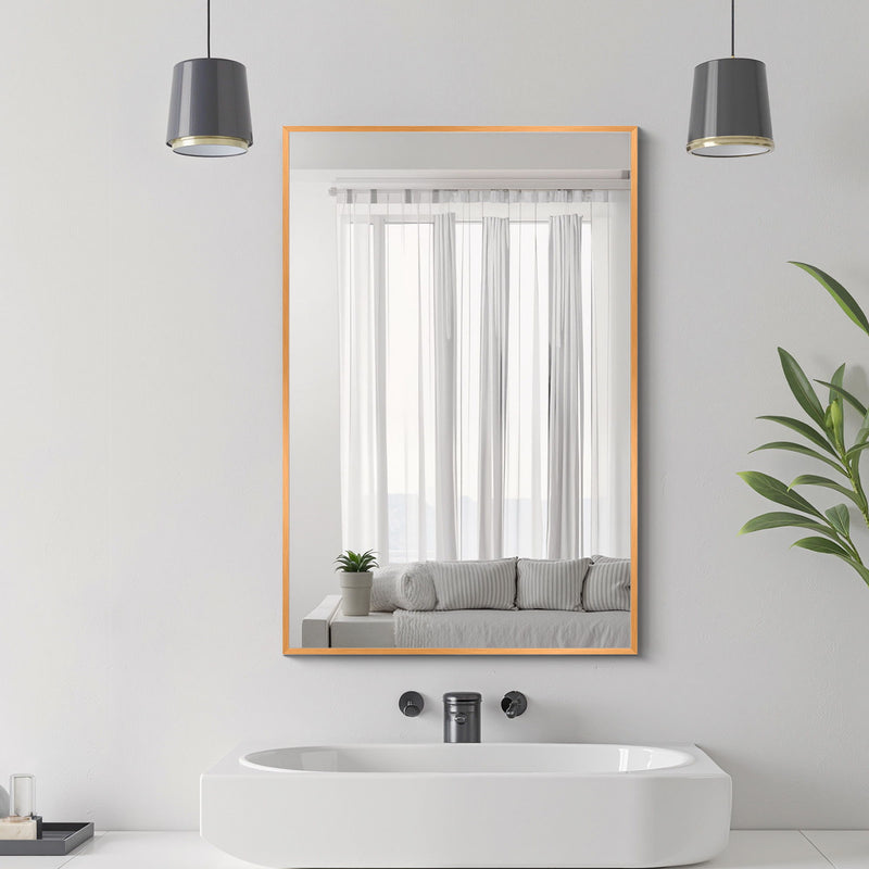 36'' Metal Framed Bathroom Vanity Mirror - Gold