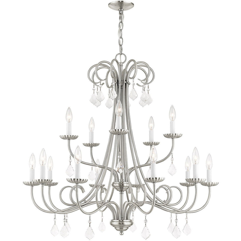 34" Multi Light Dimmable Chandelier With Shades - Nickel