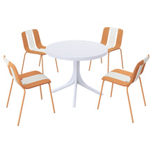 Load image into Gallery viewer, 4 Piece Set Of Modern Striped Color Blocking Single Chairs With Round Table
