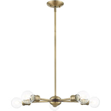 Load image into Gallery viewer, 11" Five Light Dimmable Chandelier With Shades - Antiqued Brass
