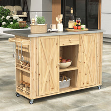 Load image into Gallery viewer, Outdoor Kitchen Island With Stainless Steel Top, Ample Storage Space, Towel And Spice Racks And A Bottle Opener
