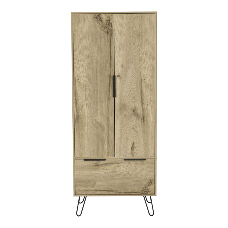 74" Wood Two Door Single Drawer Combo Dresser - Oak