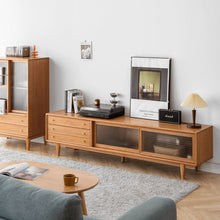 Load image into Gallery viewer, TV Cabinet With Chinese Changhong Glass Doors, Two Drawer Storage Space TV Standing - Cherry
