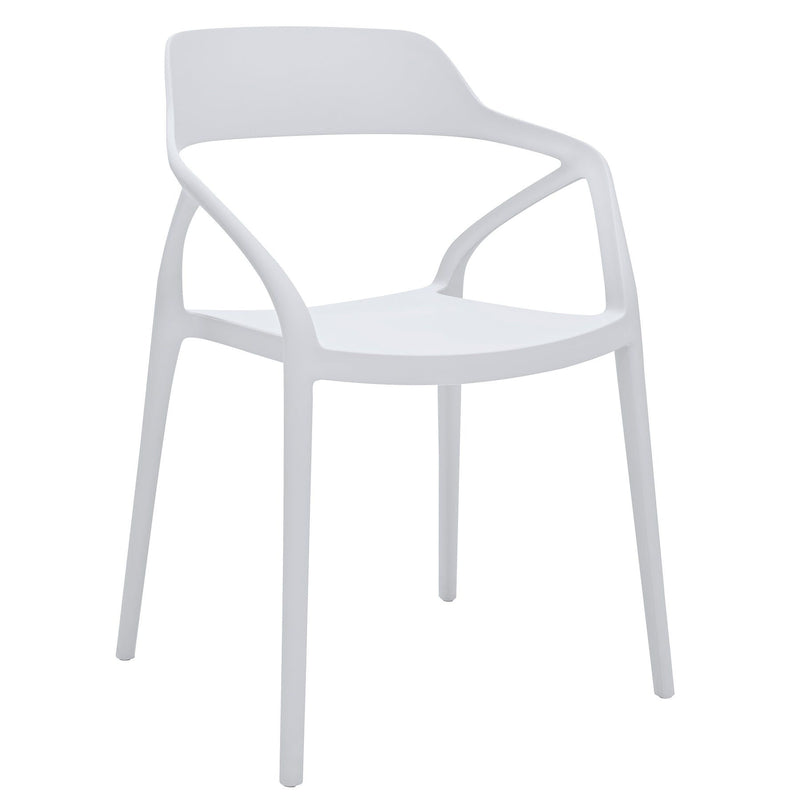 Open Back Dining Arm Chairs Heavy Duty Plastic (Set of 4) - White