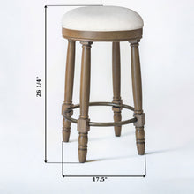 Load image into Gallery viewer, 360° Swivel Wooden Barstools With Upholstered Seat, Counter Height (Set of 2)
