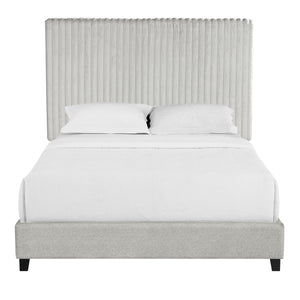 Bridgevine Home Queen Size Minky Stone Upholstered Platform Bed