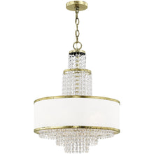 Load image into Gallery viewer, Five Light Metal Dimmable Chandelier With Shades - Bronze / Clear / Off White
