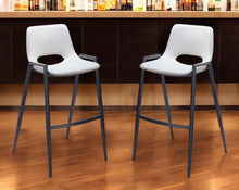 Load image into Gallery viewer, 30" Faux Leather And Steel Low Back Bar Height Bar Chairs (Set of 2) - White / Black
