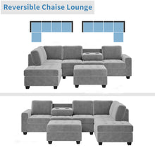 Load image into Gallery viewer, Orisfur. Modern Sectional Sofa with Reversible Chaise, L Shaped  Couch Set with Storage Ottoman and Two Cup Holders for Living Room
