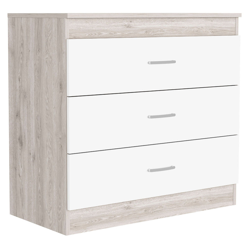 32" Three Drawer Dresser - White And Gray