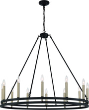 Load image into Gallery viewer, Candle Style Twelve Light Metal Dimmable Chandelier - Black / Gold
