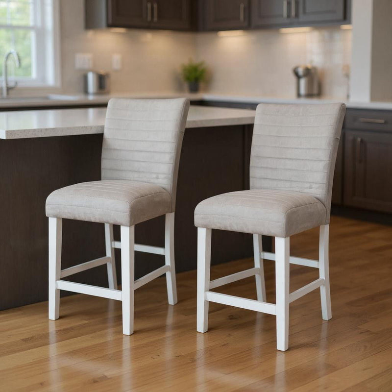 Velvet Solid Wood Counter Height Bar Chairs (Set of 2) - Gray / White