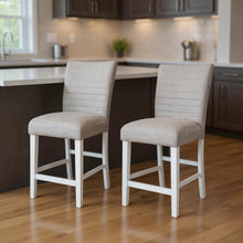 Load image into Gallery viewer, Velvet Solid Wood Counter Height Bar Chairs (Set of 2) - Gray / White
