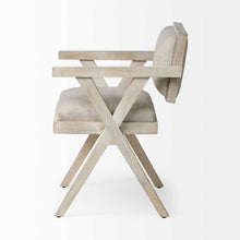 Load image into Gallery viewer, Upholstered Fabric Open Back Dining Arm Chair - Cream
