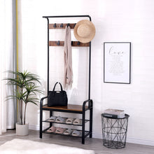 Load image into Gallery viewer, Hall Tree With Shoe Bench For Entryway With 9 Removable Hooks
