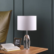 Load image into Gallery viewer, Faceted Crystal Urn Table Lamp With White Drum Shade - Chrome
