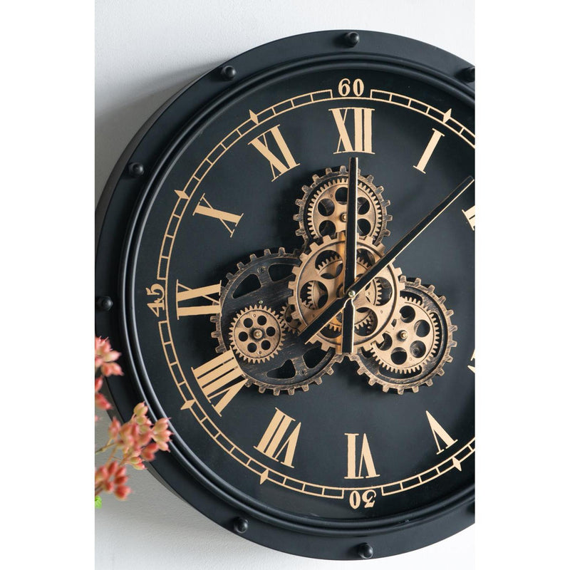 Circle Analog Wall Clock - Black / Gold
