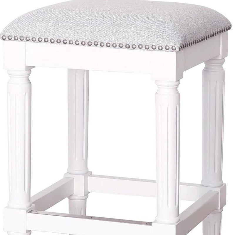 Solid Wood Backless Bar Height Bar Chair - Light Gray And White