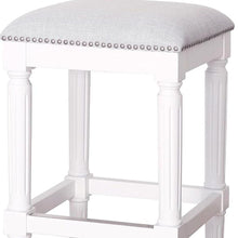 Load image into Gallery viewer, Solid Wood Backless Bar Height Bar Chair - Light Gray And White
