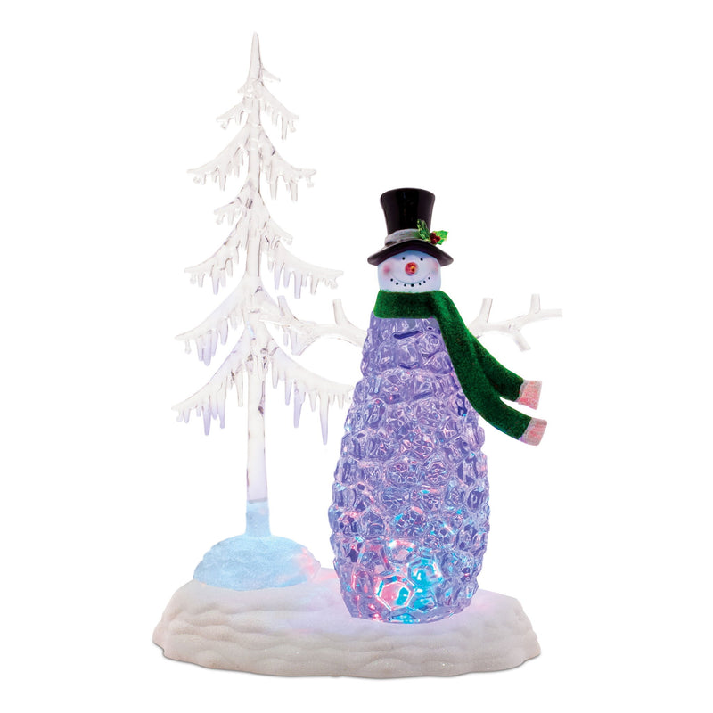 Plastic Trees Christmas Snowman Tabletop Sign With LED - White